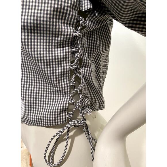 Abercrombie & Fitch Gingham Black/Gray/White Plaid Crop Top - Sz. Large (NWOT) - Picture 4 of 10